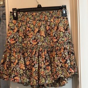 Orange and Brown Bubble Mini Skirt with Ruffled Tiers